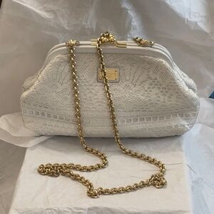Dolce & Gabbana Miss Sicily Leather Crochet Bag Leopard Lining